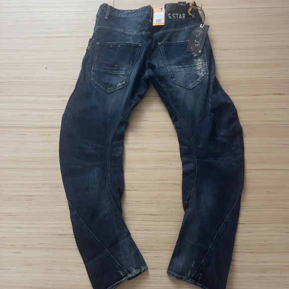 NWT G-STAR RAW 3301 Arc Loose Tapered Jeans 33X32 dark blue denim distressed - Picture 6 of 8